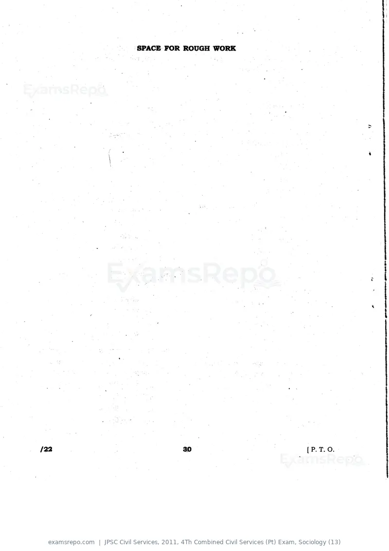 JPSC Civil Services 2011 question paper, 4Th Combined Civil Services (Pt) Exam, Sociology (13), page 30 of 32