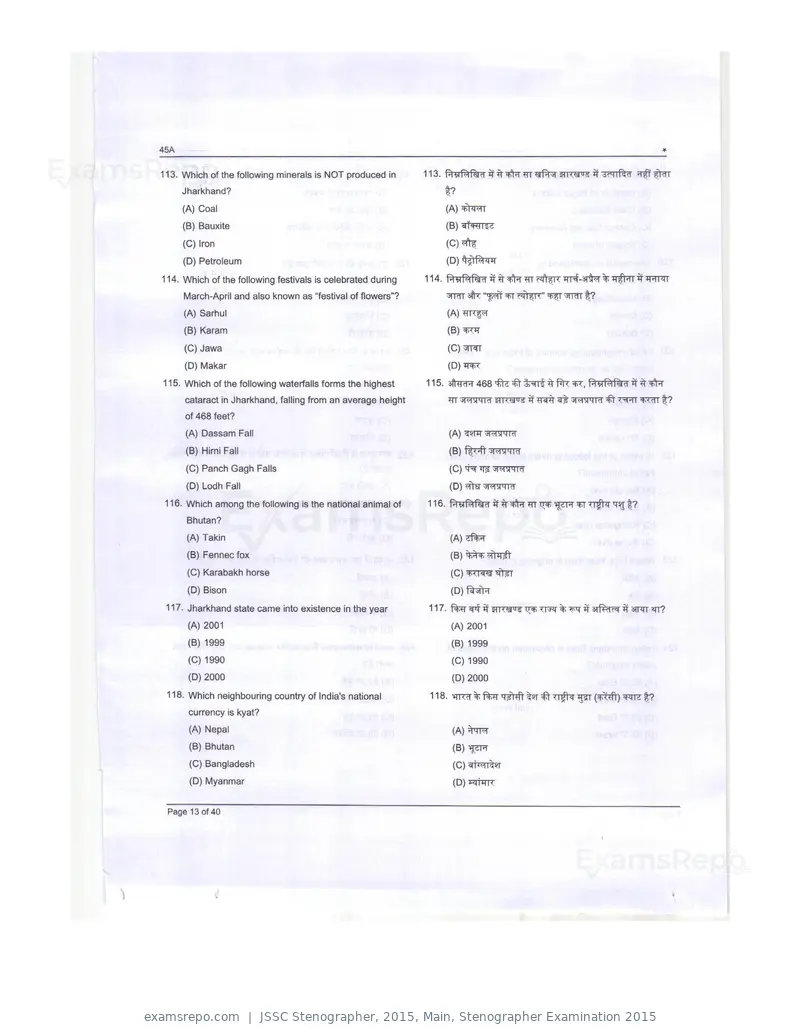 JSSC Stenographer 2015 question paper, Main, Stenographer Examination 2015, page 13 of 40