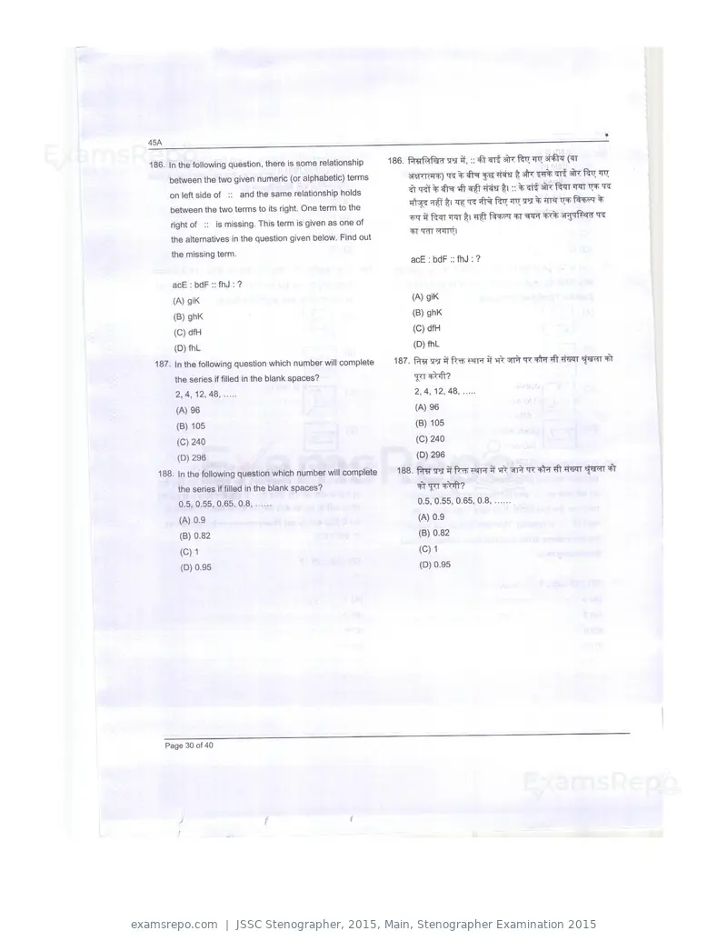 JSSC Stenographer 2015 question paper, Main, Stenographer Examination 2015, page 30 of 40