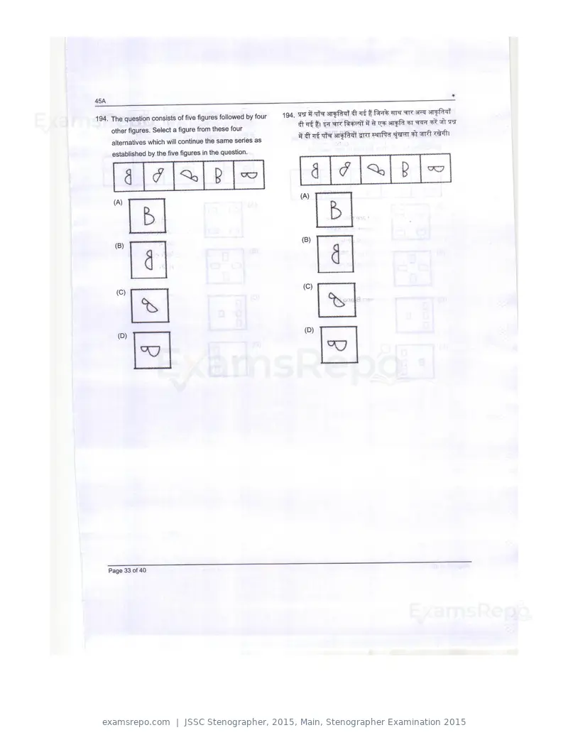 JSSC Stenographer 2015 question paper, Main, Stenographer Examination 2015, page 33 of 40