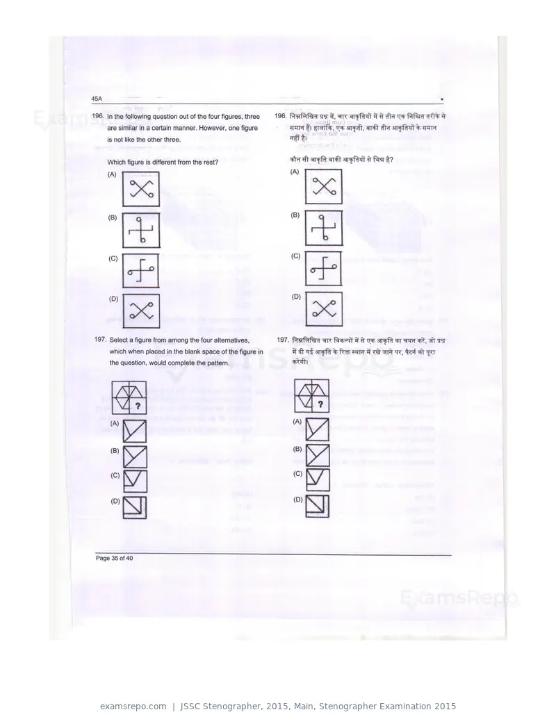 JSSC Stenographer 2015 question paper, Main, Stenographer Examination 2015, page 35 of 40