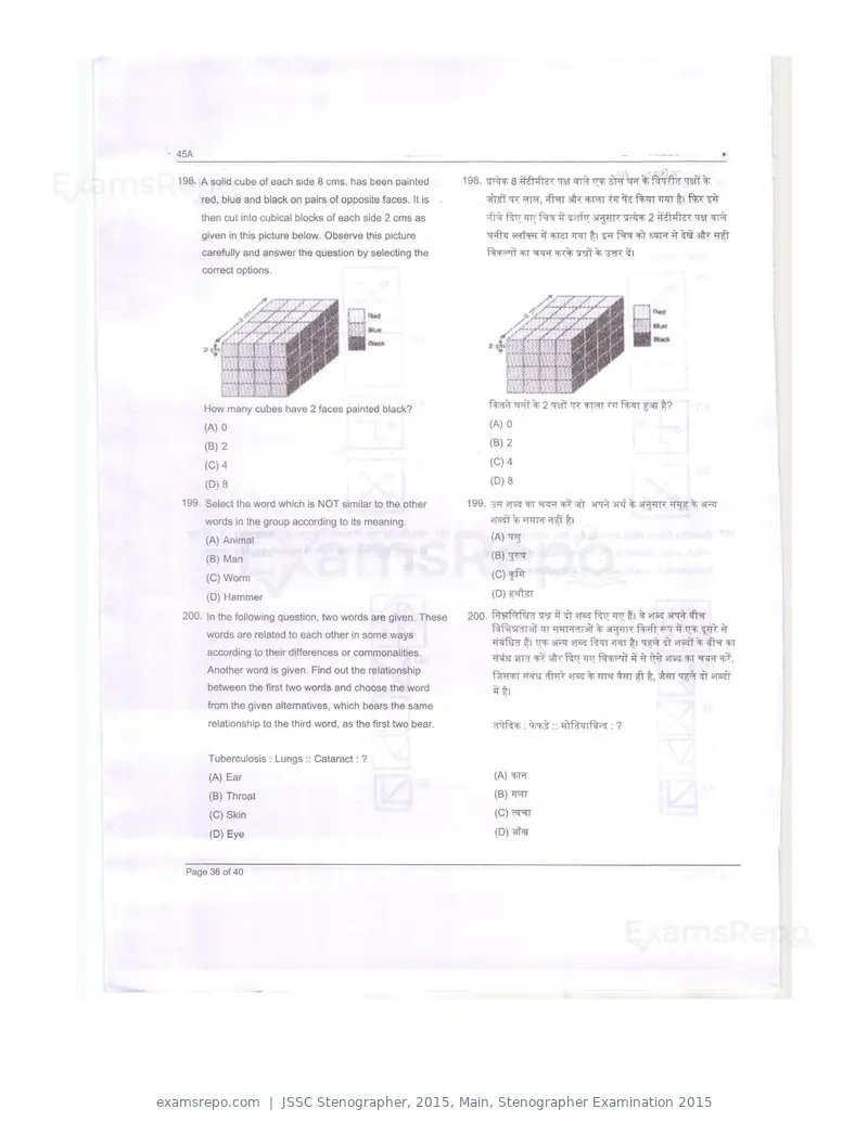 JSSC Stenographer 2015 question paper, Main, Stenographer Examination 2015, page 36 of 40