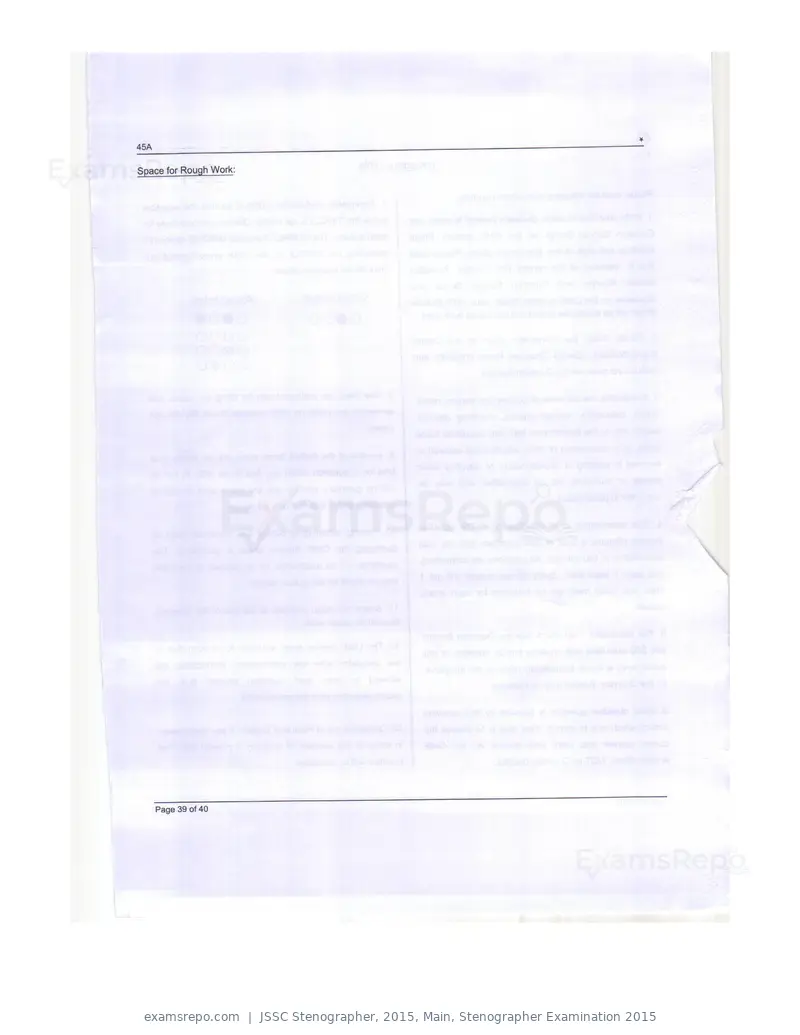 JSSC Stenographer 2015 question paper, Main, Stenographer Examination 2015, page 39 of 40