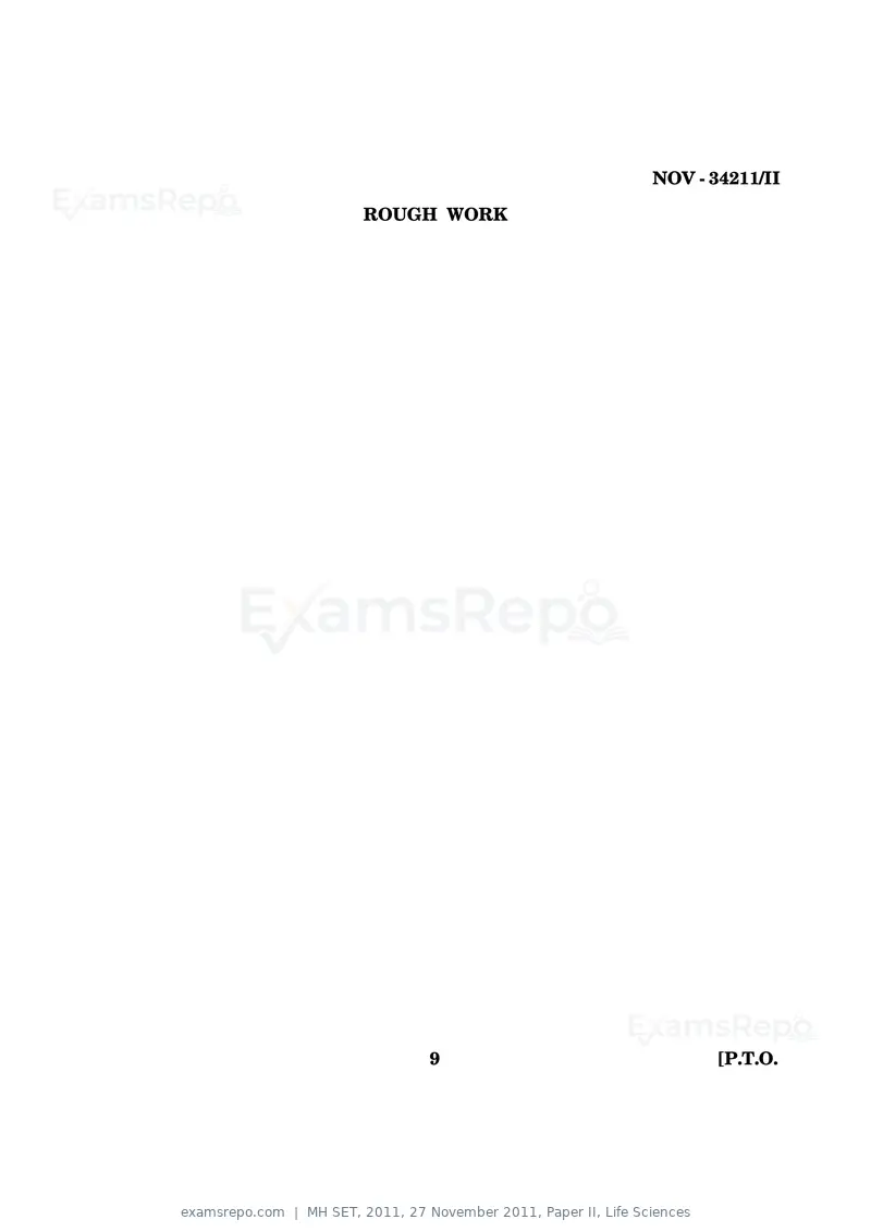 MH SET 2011 question paper, 27 November 2011, Paper II, Life Sciences, page 9 of 11
