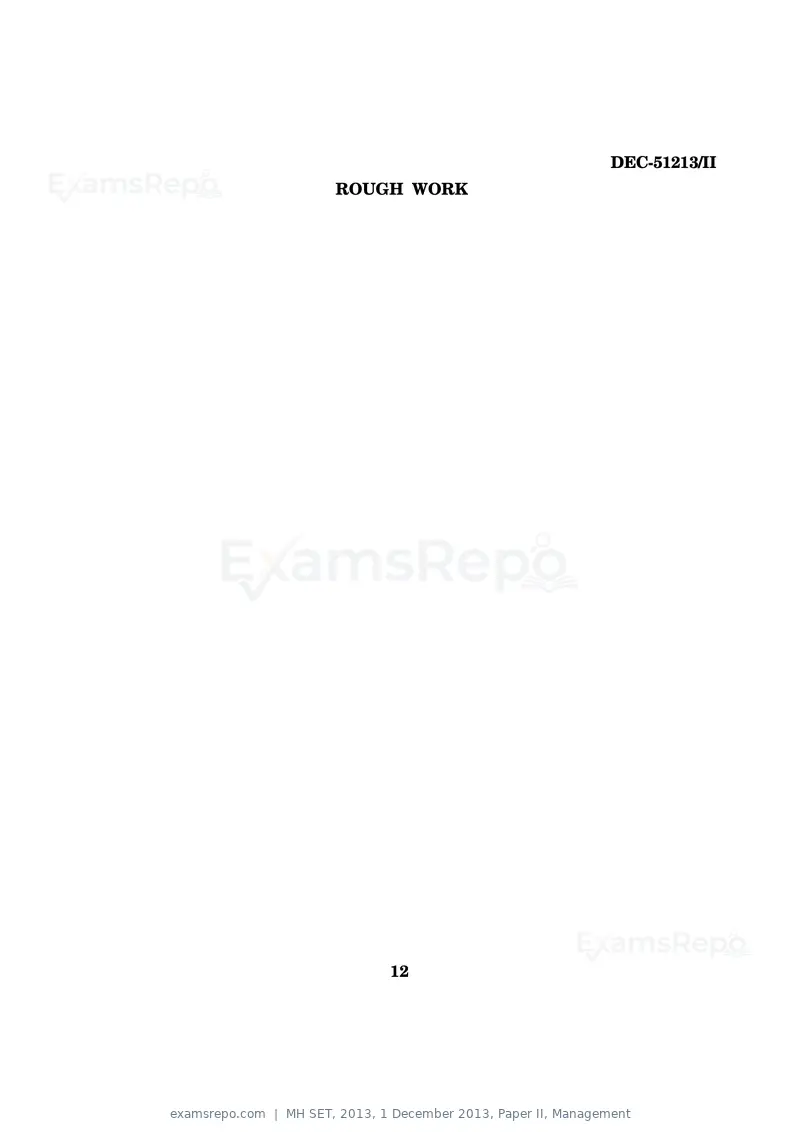 MH SET 2013 question paper, 1 December 2013, Paper II, Management, page 12 of 12