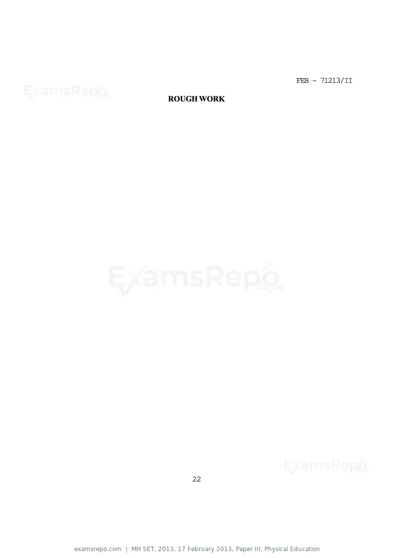 MH SET 2013 question paper, 17 February 2013, Paper III, Physical Education, page 22 of 23