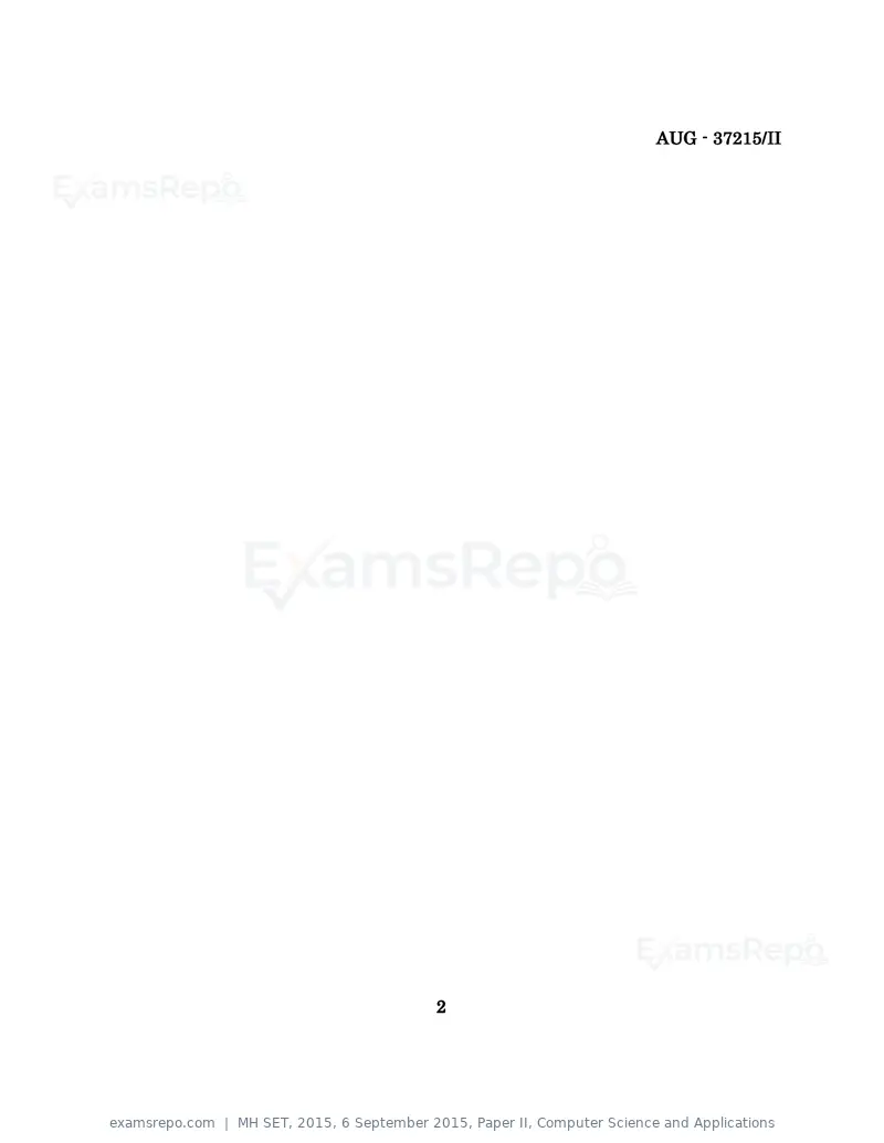 MH SET 2015 question paper, 6 September 2015, Paper II, Computer Science and Applications, page 2 of 16