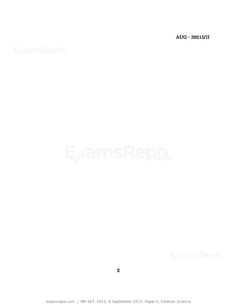 MH SET 2015 question paper, 6 September 2015, Paper II, Forensic Science, page 2 of 16