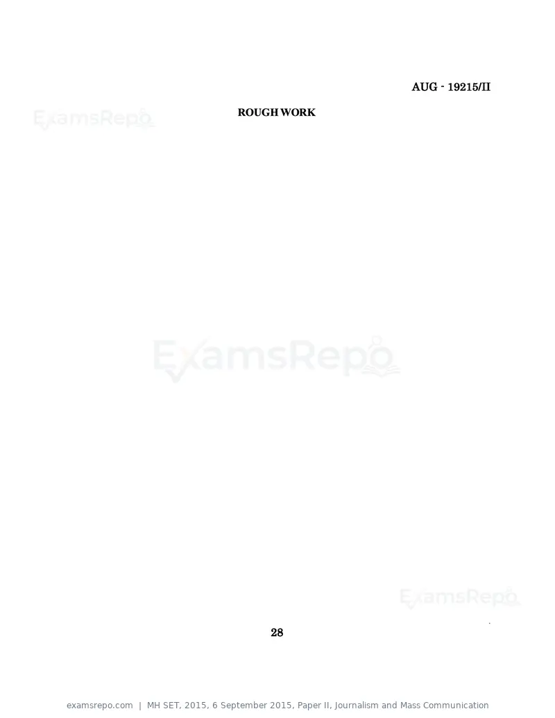 MH SET 2015 question paper, 6 September 2015, Paper II, Journalism and Mass Communication, page 28 of 28
