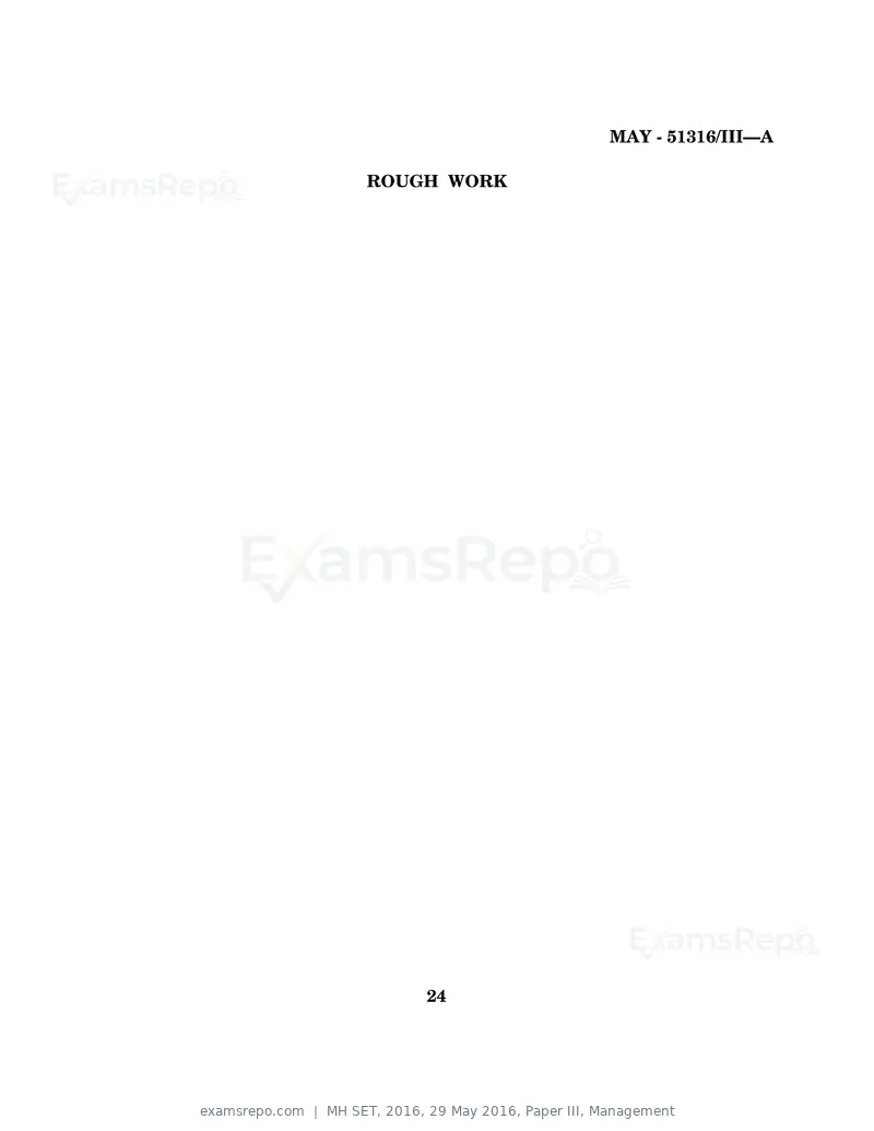 MH SET 2016 question paper, 29 May 2016, Paper III, Management, page 24 of 24
