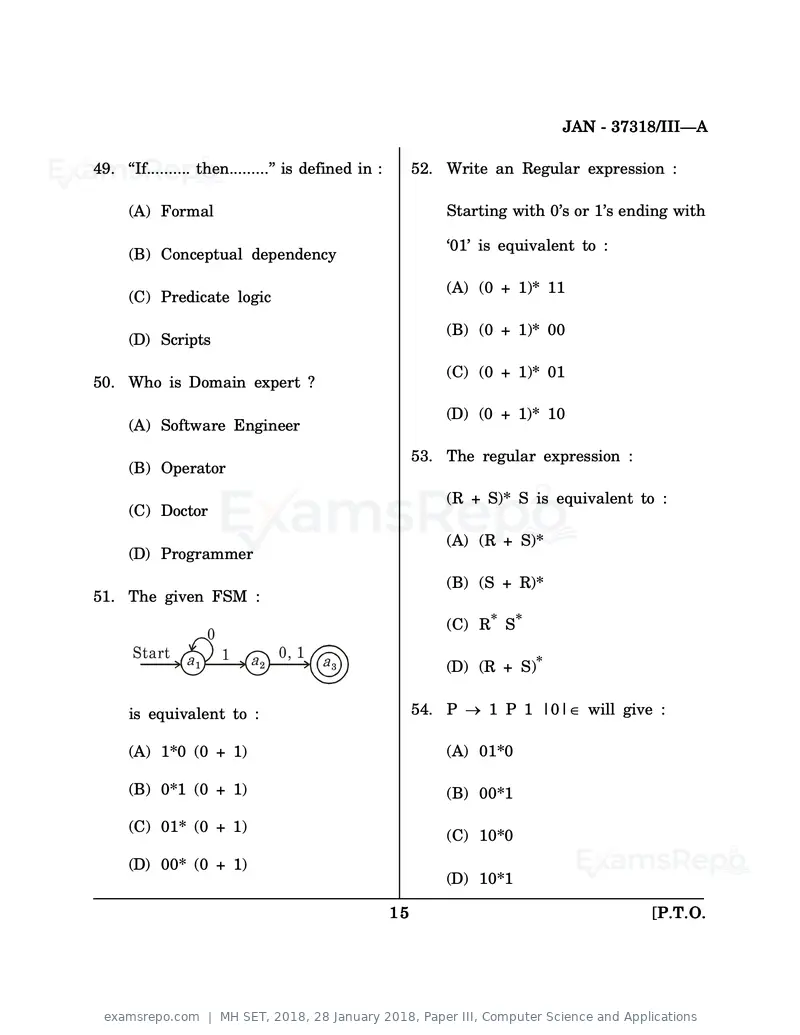 MH SET 2018 question paper, 28 January 2018, Paper III, Computer Science and Applications, page 15 of 24
