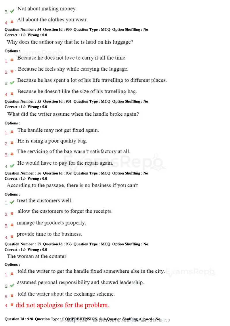 MP CPCT 2015 question paper, 26 September 2015, Shift 2, page 29 of 44