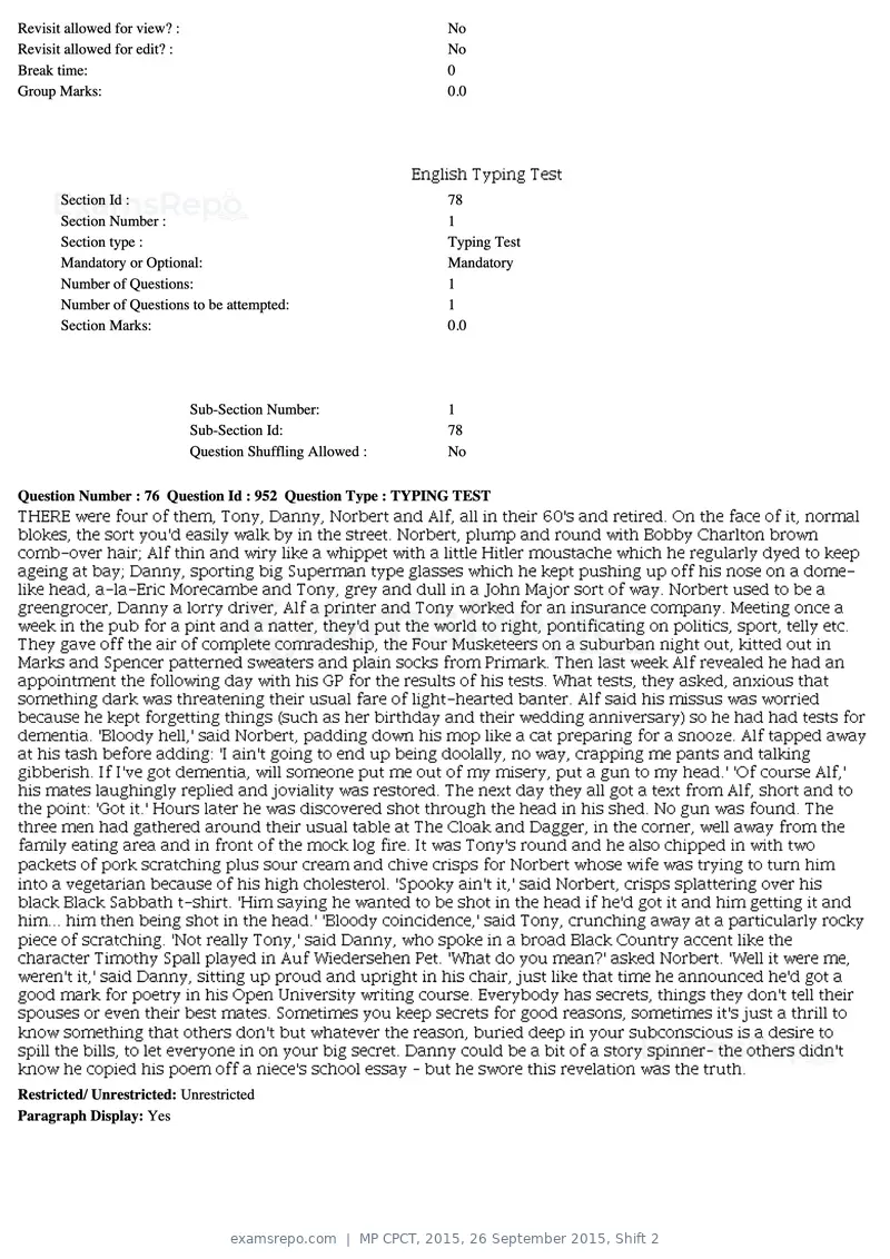 MP CPCT 2015 question paper, 26 September 2015, Shift 2, page 44 of 44