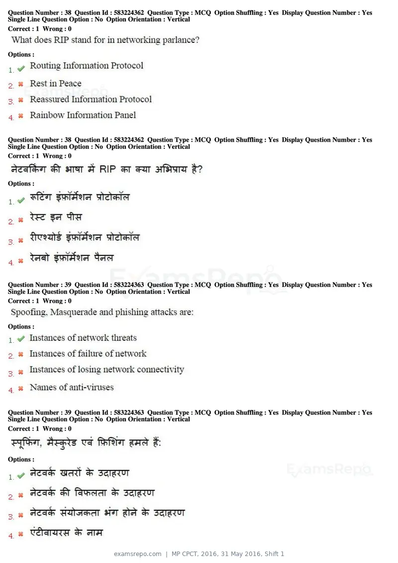 MP CPCT 2016 question paper, 31 May 2016, Shift 1, page 21 of 46