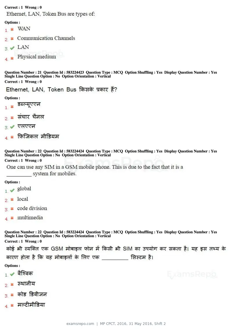 MP CPCT 2016 question paper, 31 May 2016, Shift 2, page 12 of 46