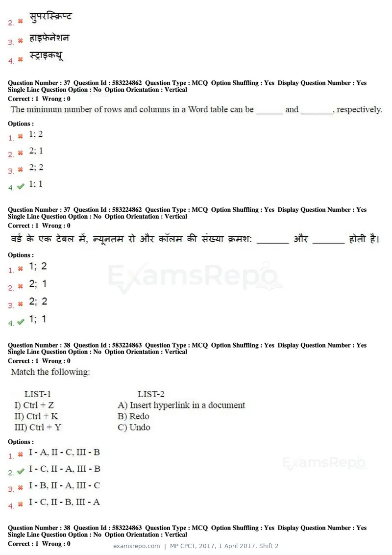 MP CPCT 2017 question paper, 1 April 2017, Shift 2, page 21 of 46