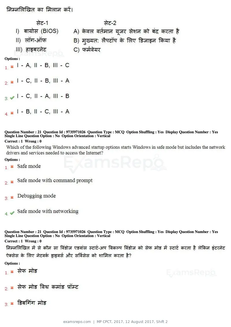 MP CPCT 2017 question paper, 12 August 2017, Shift 2, page 15 of 58
