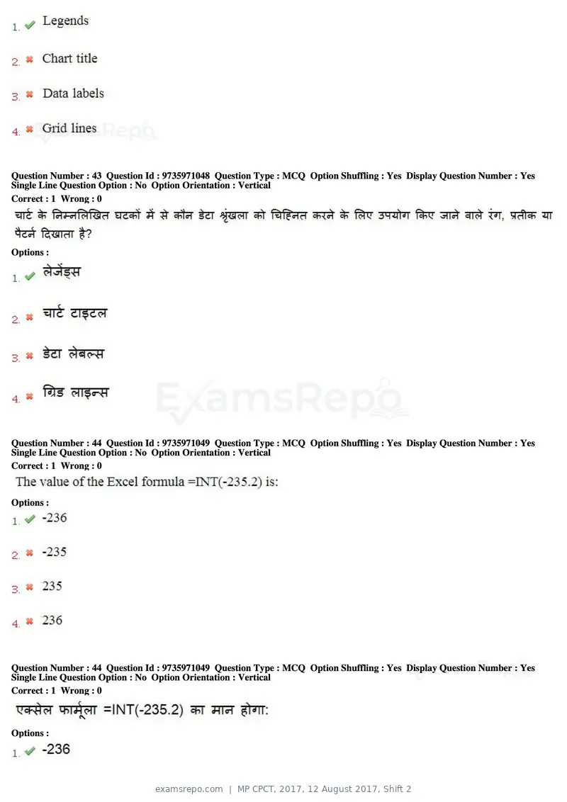 MP CPCT 2017 question paper, 12 August 2017, Shift 2, page 30 of 58
