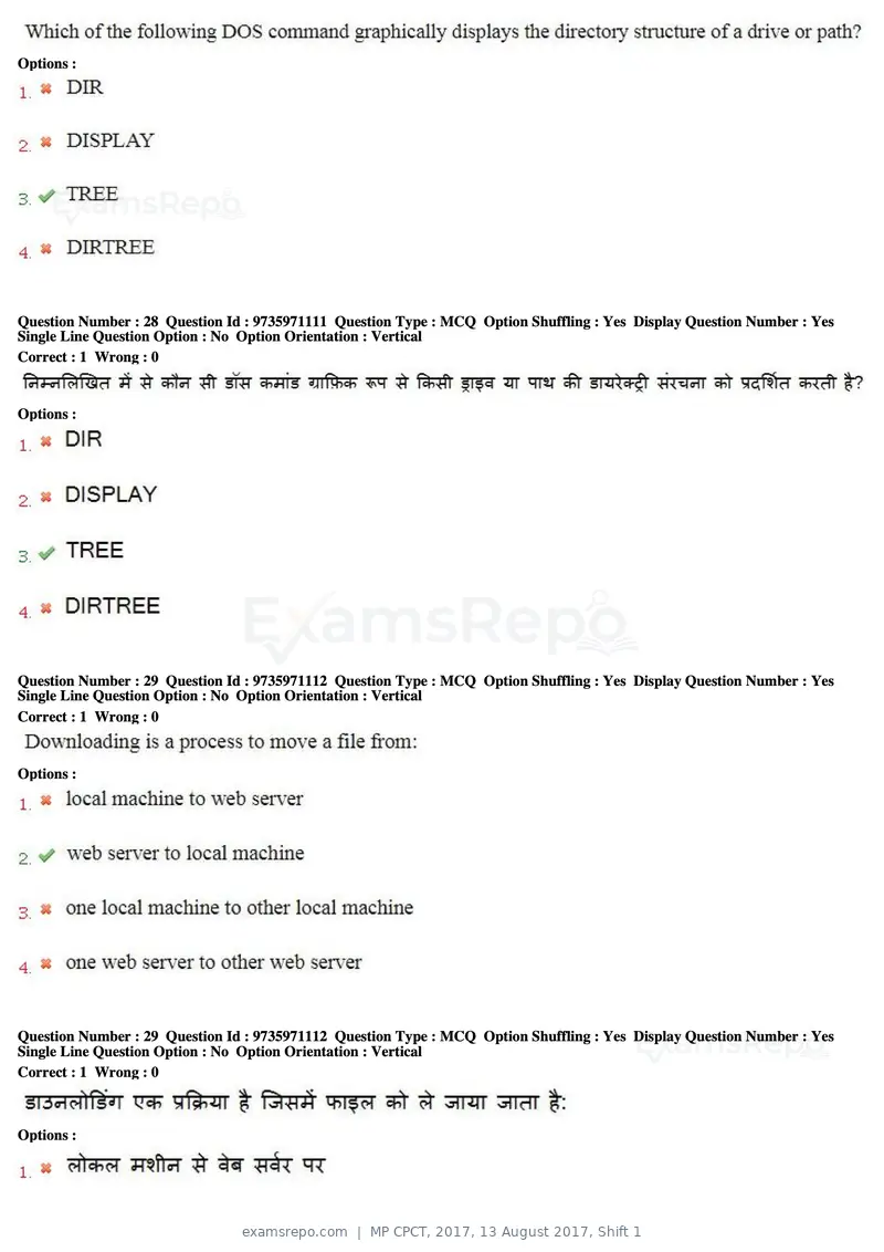 MP CPCT 2017 question paper, 13 August 2017, Shift 1, page 20 of 57