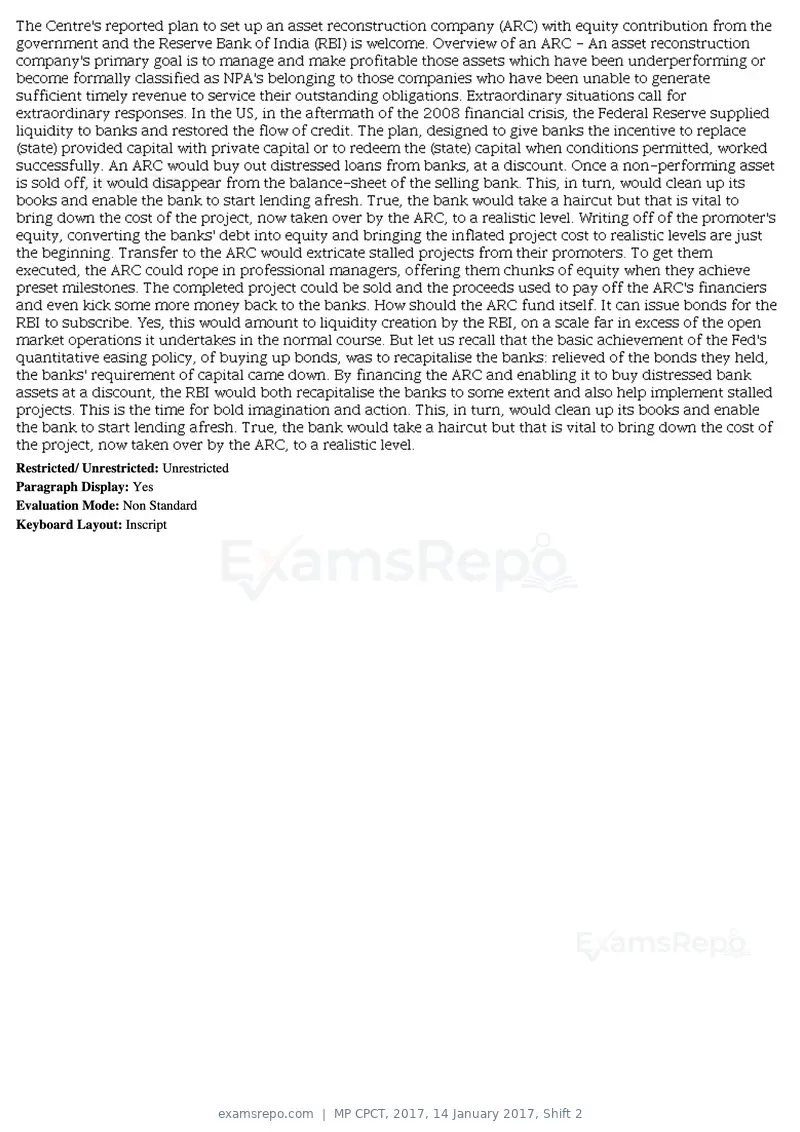 MP CPCT 2017 question paper, 14 January 2017, Shift 2, page 46 of 46