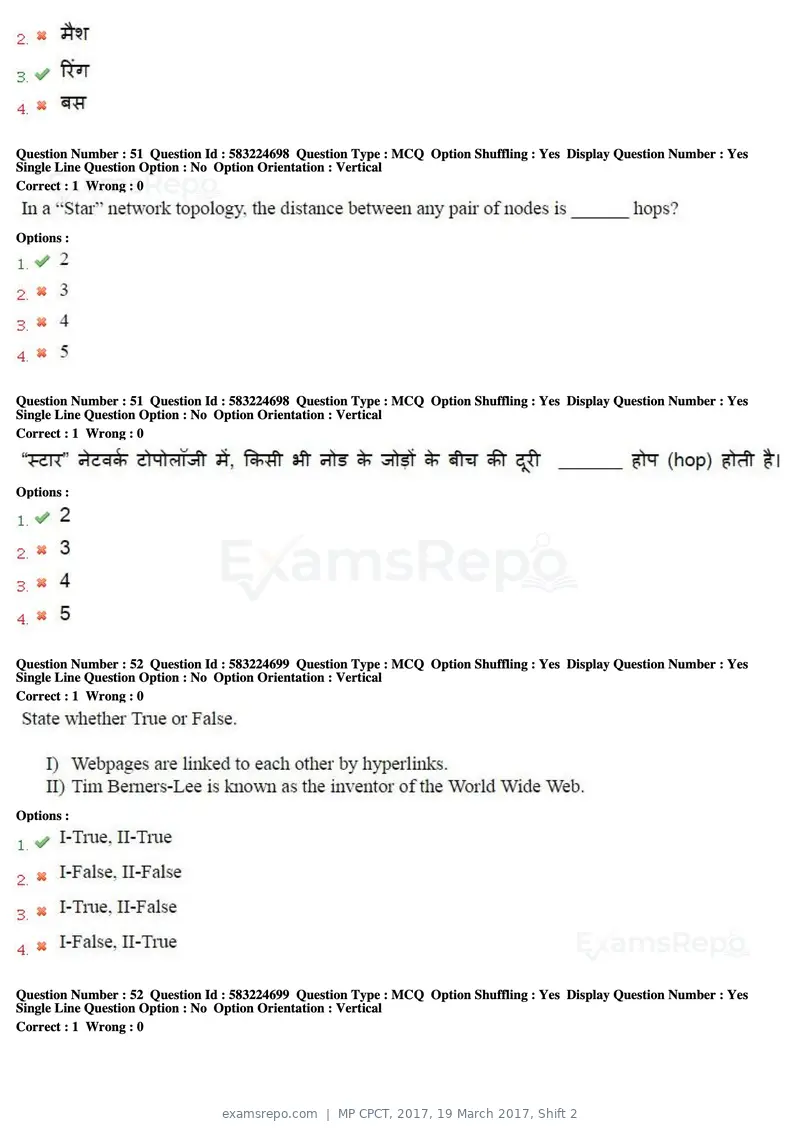 MP CPCT 2017 question paper, 19 March 2017, Shift 2, page 28 of 47
