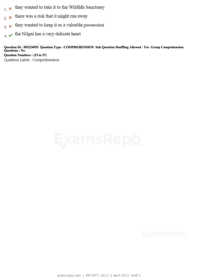 MP CPCT 2017 question paper, 2 April 2017, Shift 1, page 33 of 47