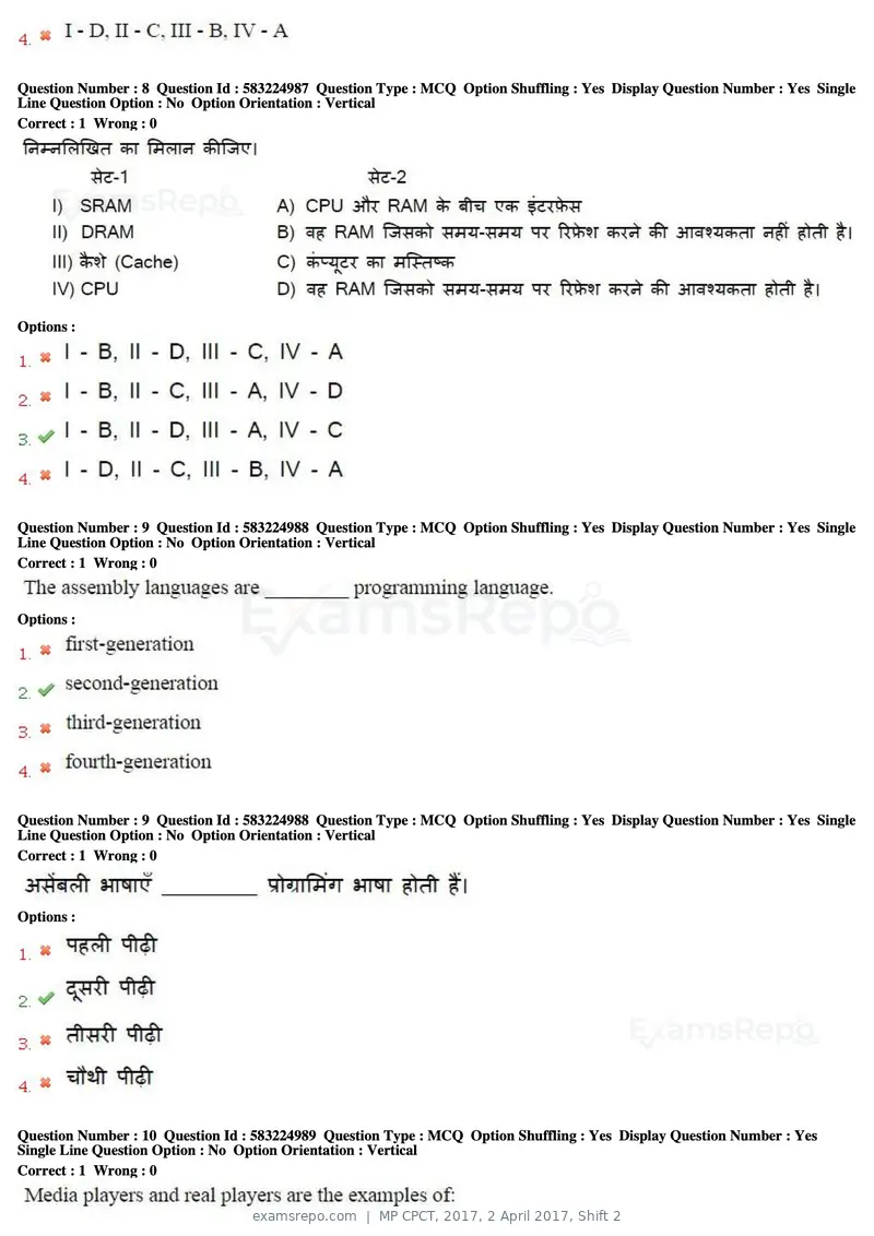 MP CPCT 2017 question paper, 2 April 2017, Shift 2, page 6 of 47