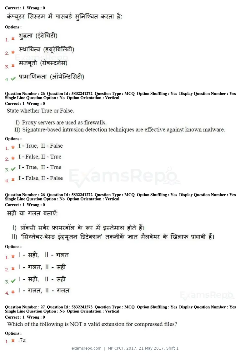 MP CPCT 2017 question paper, 21 May 2017, Shift 1, page 15 of 48