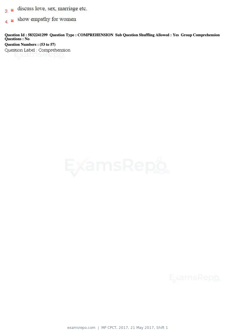 MP CPCT 2017 question paper, 21 May 2017, Shift 1, page 33 of 48