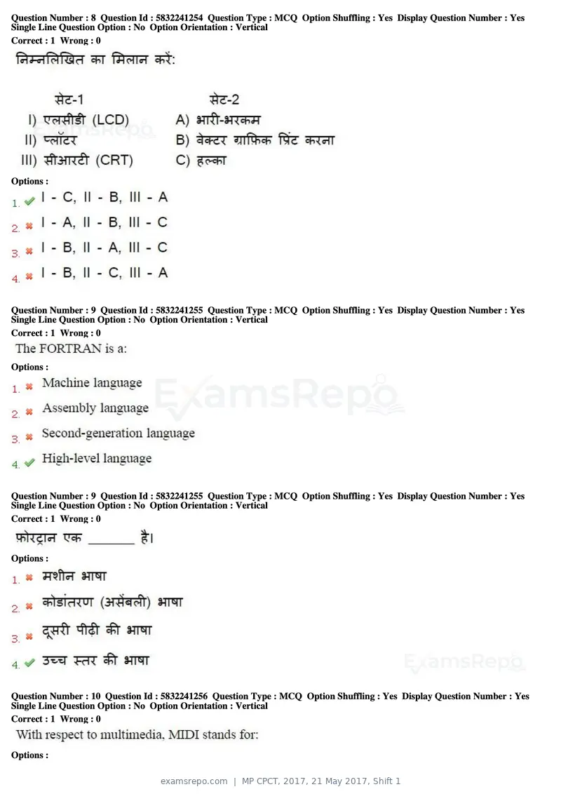 MP CPCT 2017 question paper, 21 May 2017, Shift 1, page 6 of 48