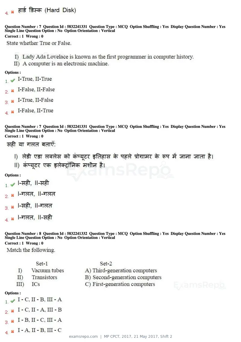 MP CPCT 2017 question paper, 21 May 2017, Shift 2, page 5 of 48