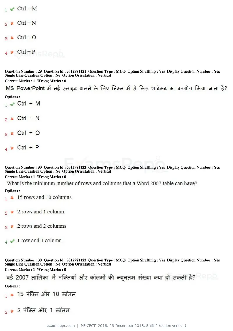 MP CPCT 2018 question paper, 23 December 2018, Shift 2 (scribe version), page 20 of 57