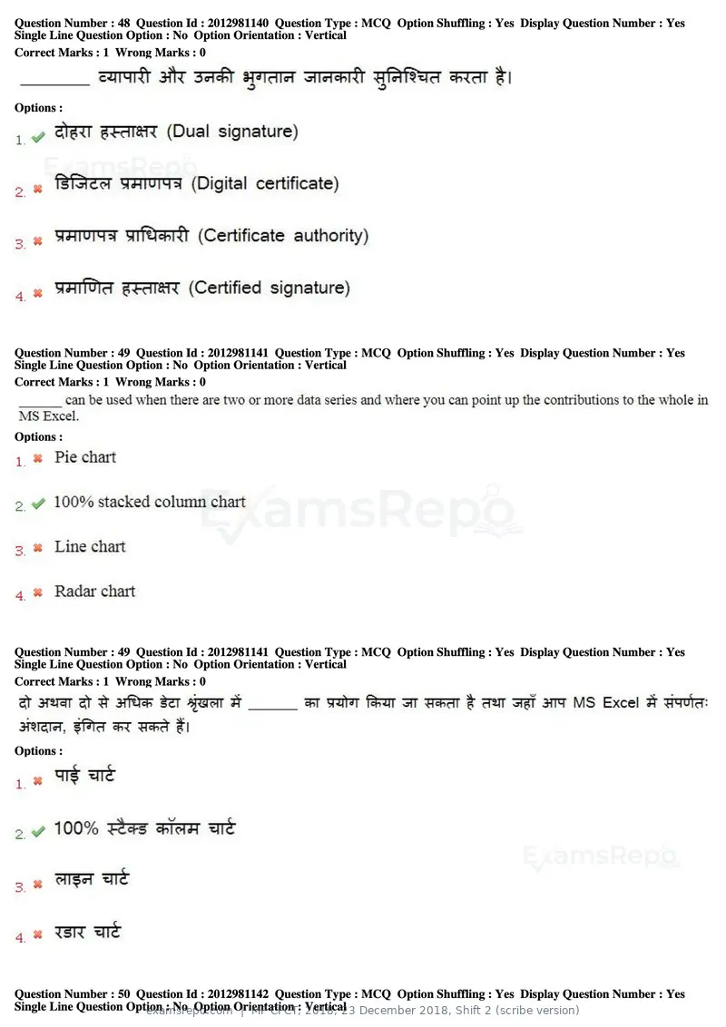 MP CPCT 2018 question paper, 23 December 2018, Shift 2 (scribe version), page 32 of 57