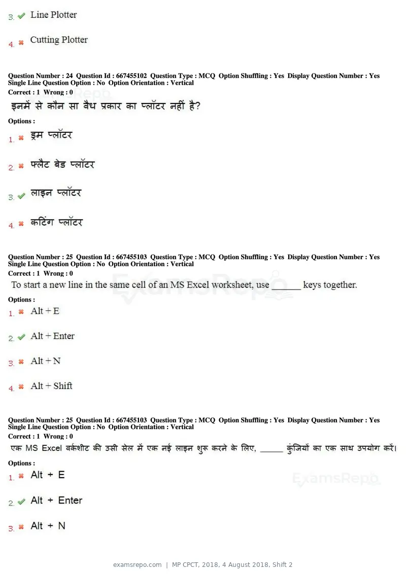 MP CPCT 2018 question paper, 4 August 2018, Shift 2, page 17 of 57