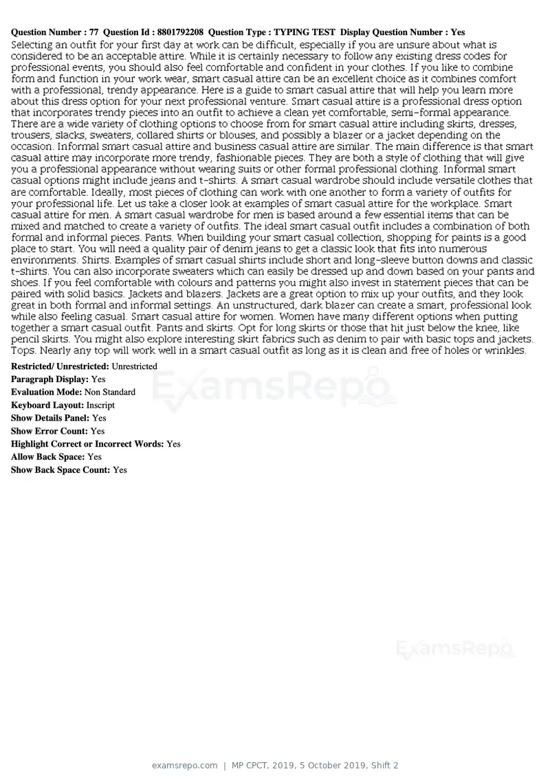 MP CPCT 2019 question paper, 5 October 2019, Shift 2, page 39 of 39