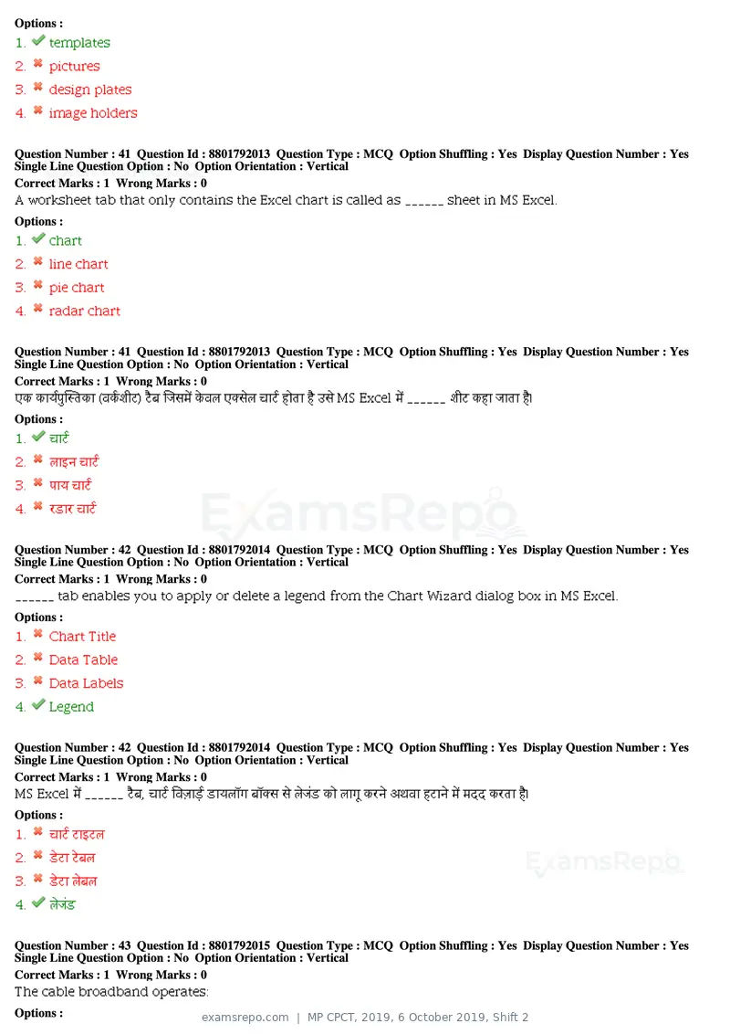 MP CPCT 2019 question paper, 6 October 2019, Shift 2, page 18 of 38