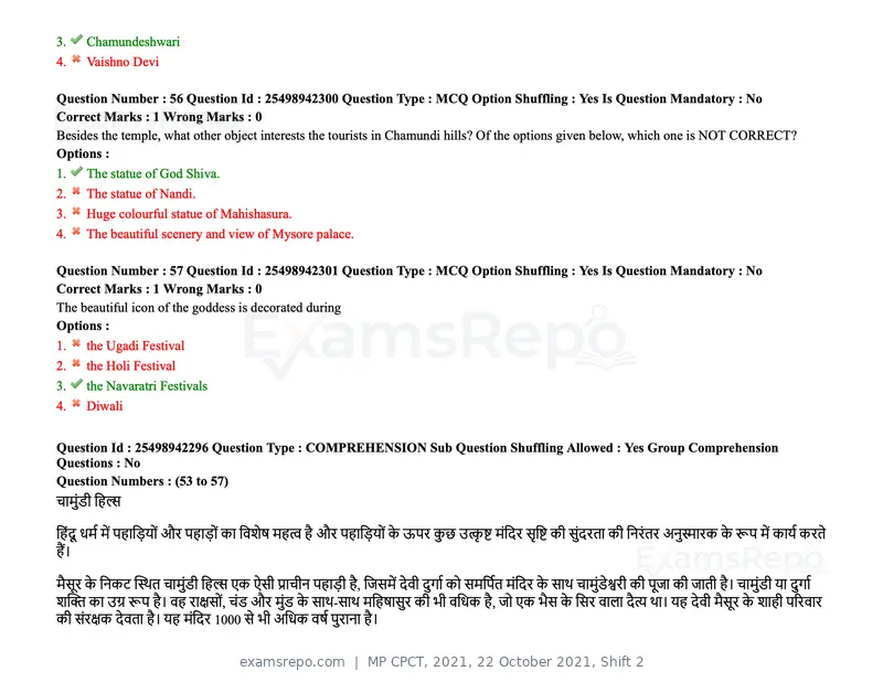 MP CPCT 2021 question paper, 22 October 2021, Shift 2, page 35 of 55