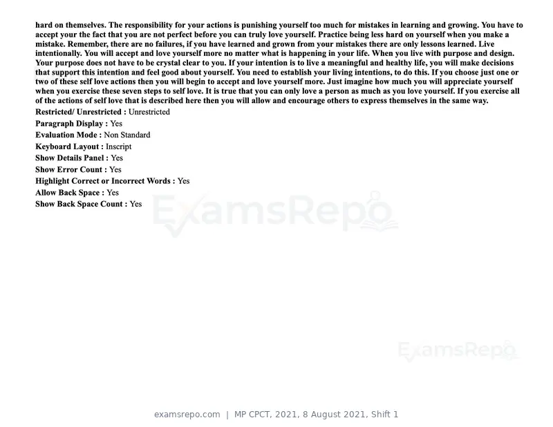 MP CPCT 2021 question paper, 8 August 2021, Shift 1, page 95 of 95