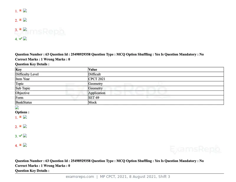 MP CPCT 2021 question paper, 8 August 2021, Shift 3, page 78 of 97
