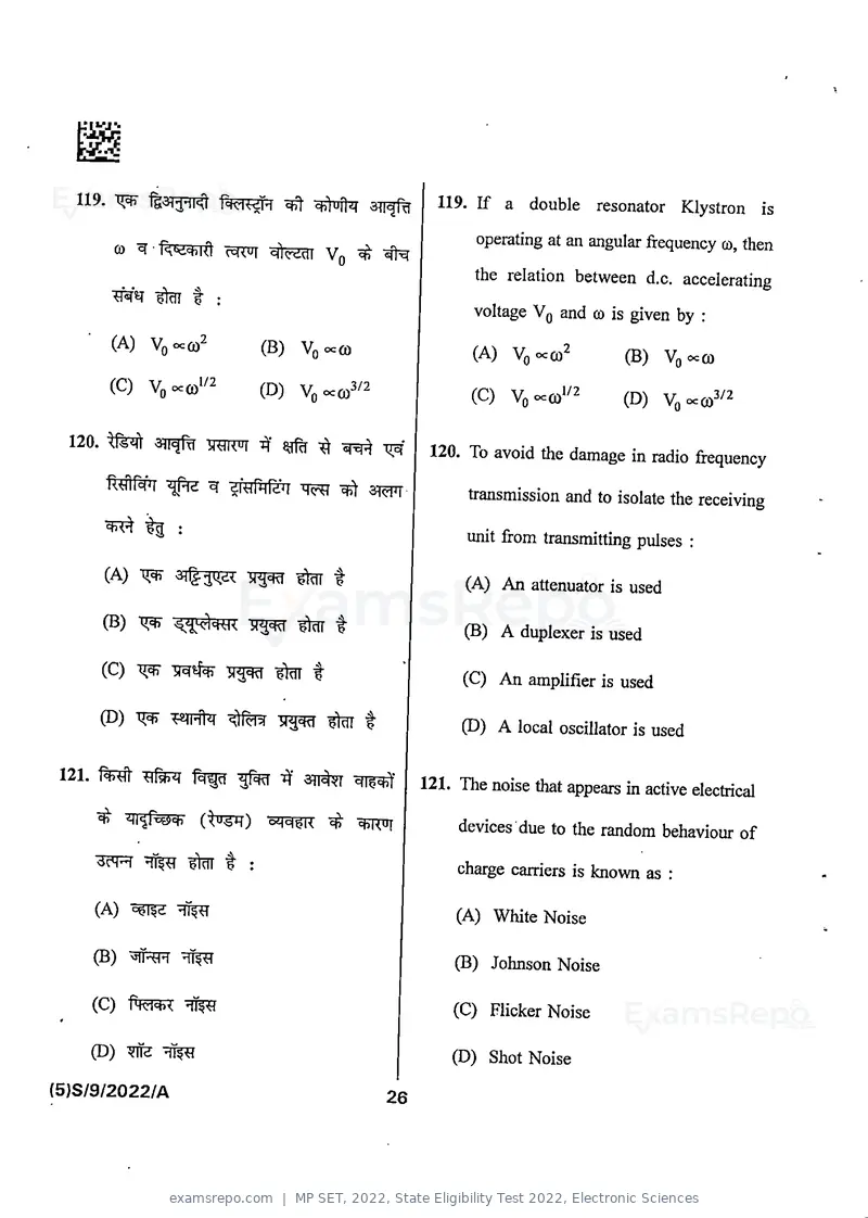 MP SET 2022 question paper, State Eligibility Test 2022, Electronic Sciences, page 28 of 40