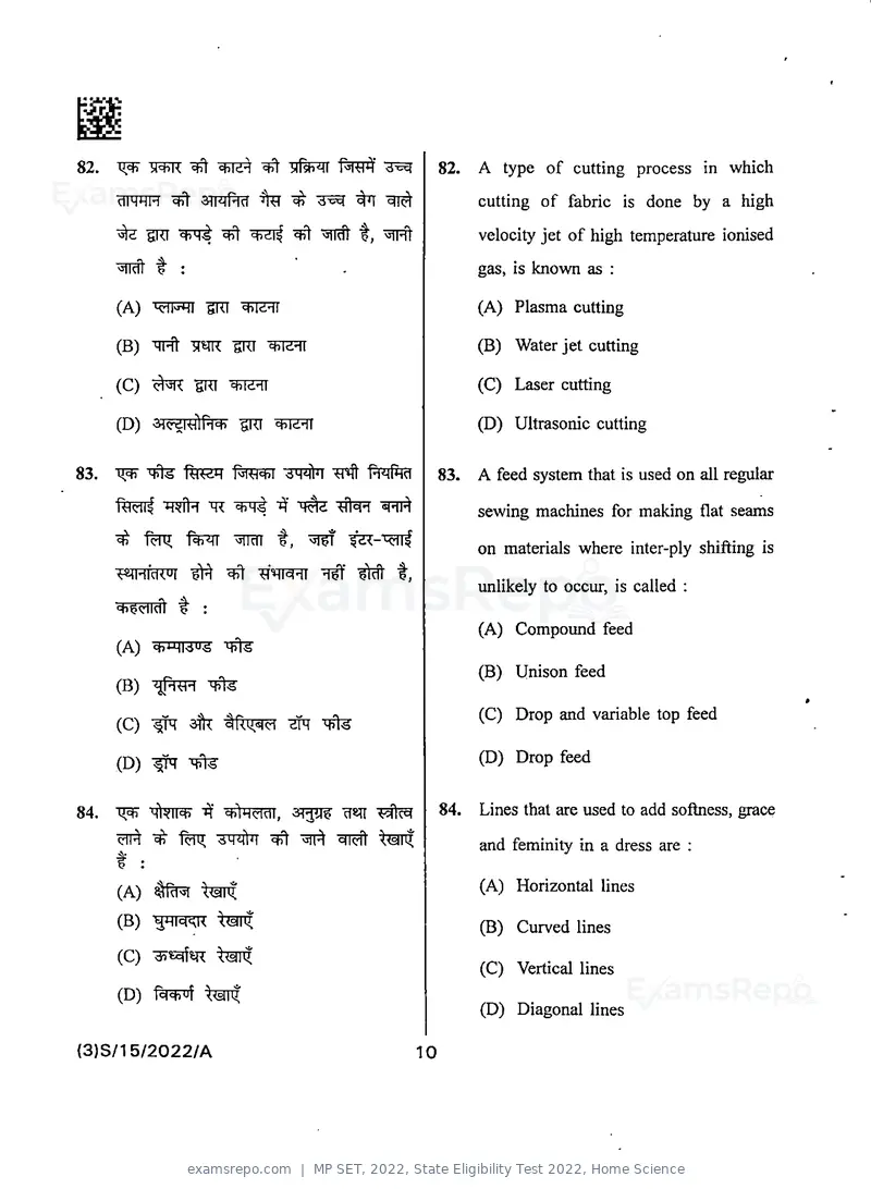 MP SET 2022 question paper, State Eligibility Test 2022, Home Science, page 12 of 36