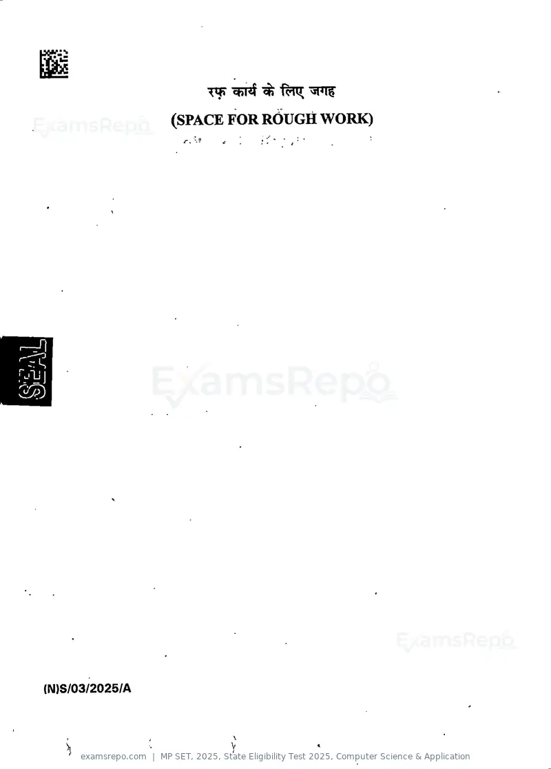 MP SET 2025 question paper, State Eligibility Test 2025, Computer Science & Application, page 36 of 36