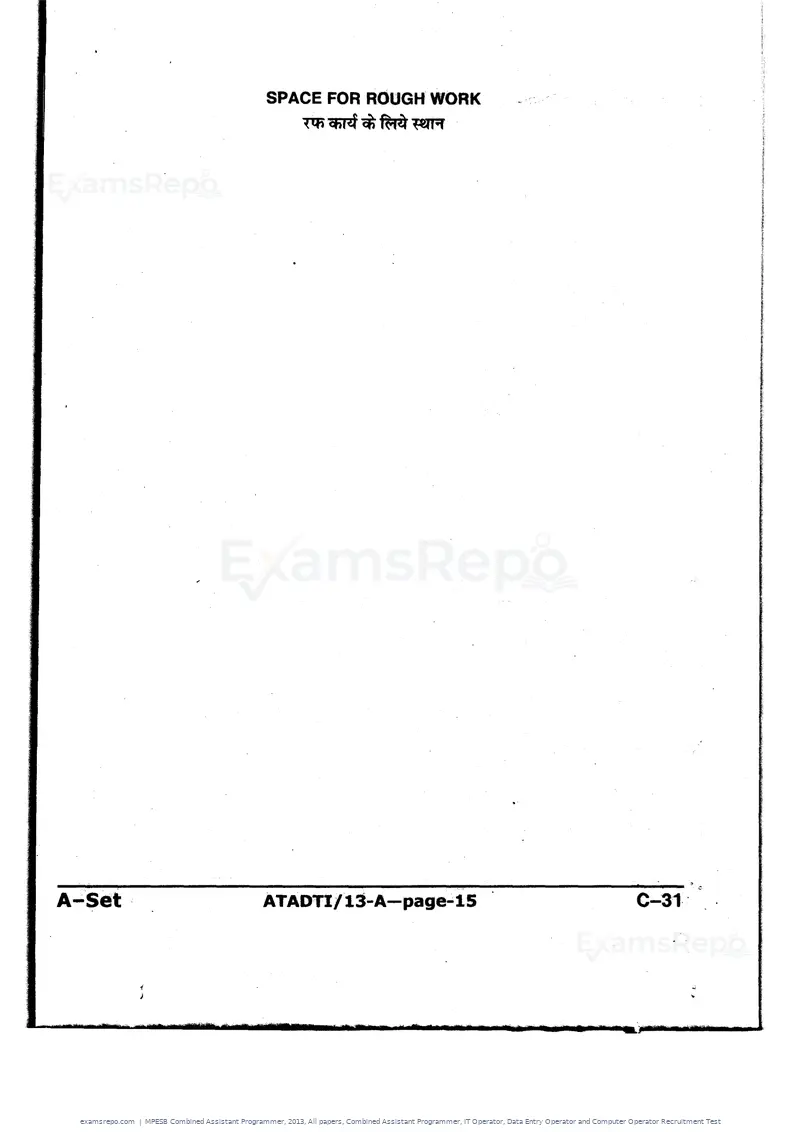 MPESB Combined Assistant Programmer 2013 question paper, All papers, Combined Assistant Programmer, IT Operator, Data Entry Operator and Computer Operator Recruitment Test, page 15 of 48