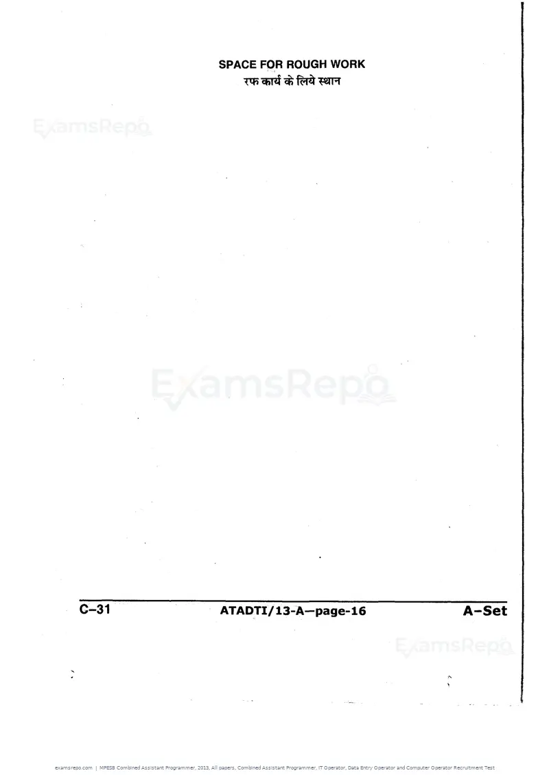 MPESB Combined Assistant Programmer 2013 question paper, All papers, Combined Assistant Programmer, IT Operator, Data Entry Operator and Computer Operator Recruitment Test, page 16 of 48