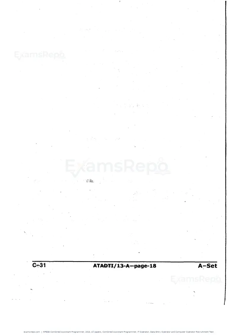 MPESB Combined Assistant Programmer 2013 question paper, All papers, Combined Assistant Programmer, IT Operator, Data Entry Operator and Computer Operator Recruitment Test, page 18 of 48