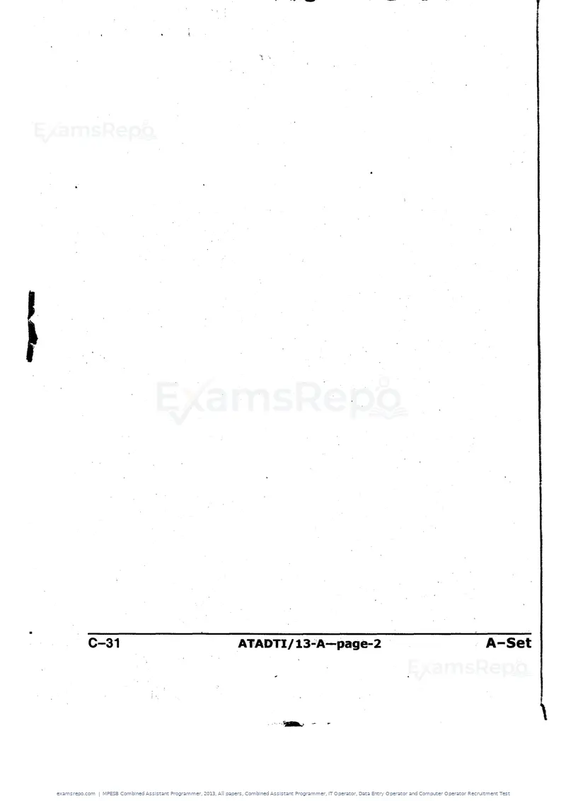 MPESB Combined Assistant Programmer 2013 question paper, All papers, Combined Assistant Programmer, IT Operator, Data Entry Operator and Computer Operator Recruitment Test, page 2 of 48