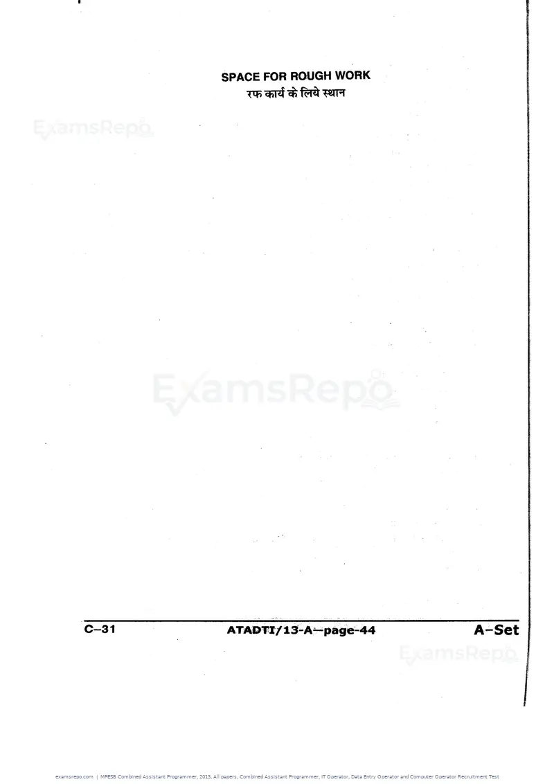 MPESB Combined Assistant Programmer 2013 question paper, All papers, Combined Assistant Programmer, IT Operator, Data Entry Operator and Computer Operator Recruitment Test, page 44 of 48