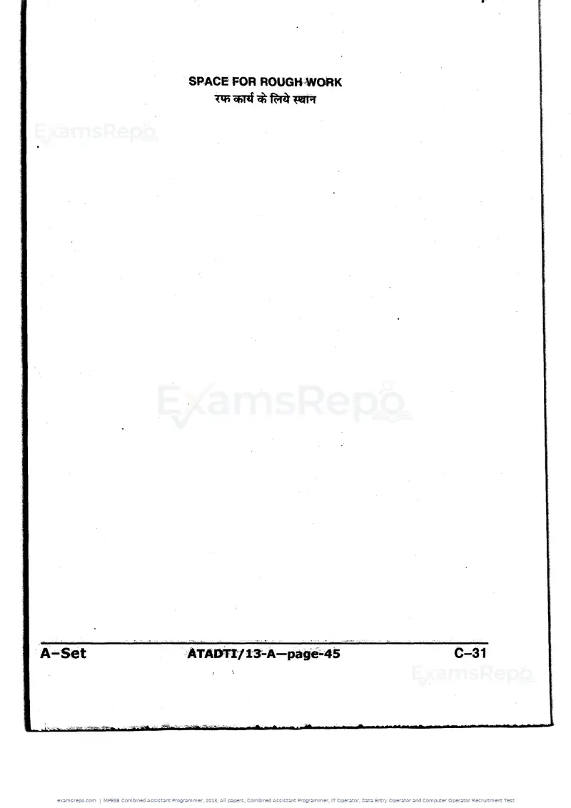 MPESB Combined Assistant Programmer 2013 question paper, All papers, Combined Assistant Programmer, IT Operator, Data Entry Operator and Computer Operator Recruitment Test, page 45 of 48