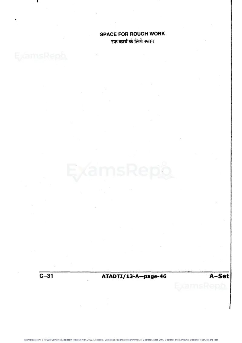 MPESB Combined Assistant Programmer 2013 question paper, All papers, Combined Assistant Programmer, IT Operator, Data Entry Operator and Computer Operator Recruitment Test, page 46 of 48