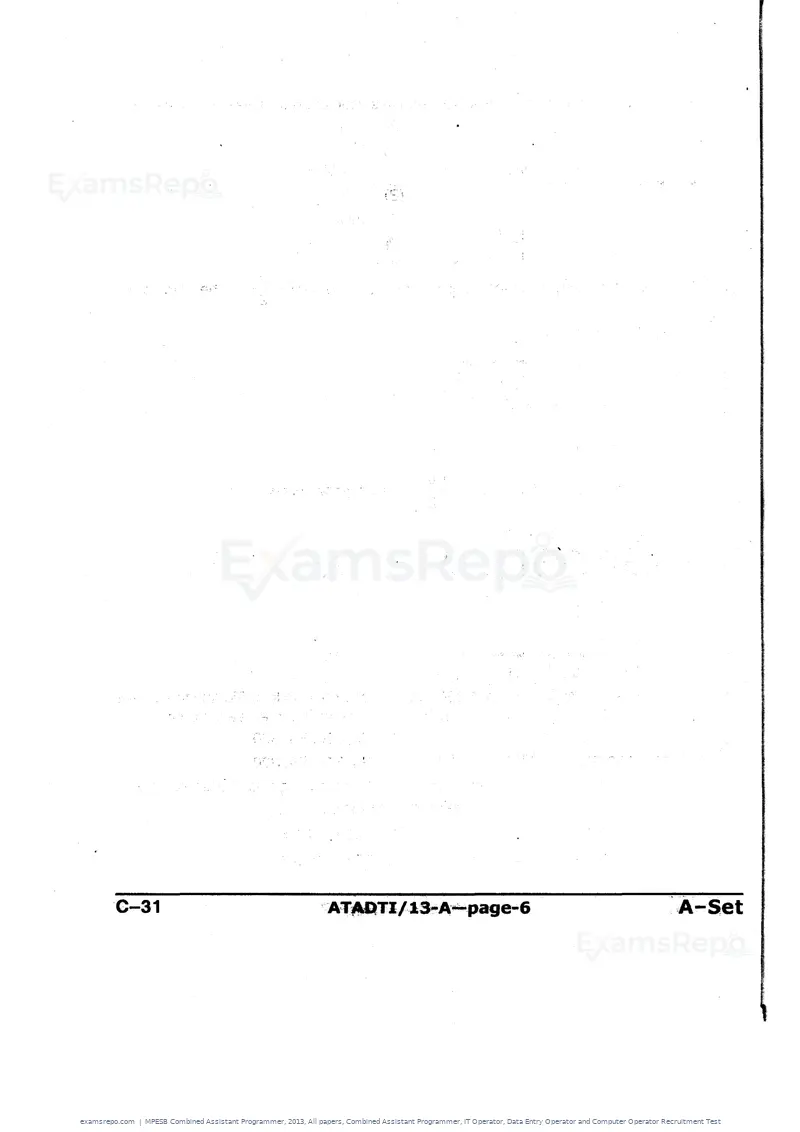MPESB Combined Assistant Programmer 2013 question paper, All papers, Combined Assistant Programmer, IT Operator, Data Entry Operator and Computer Operator Recruitment Test, page 6 of 48